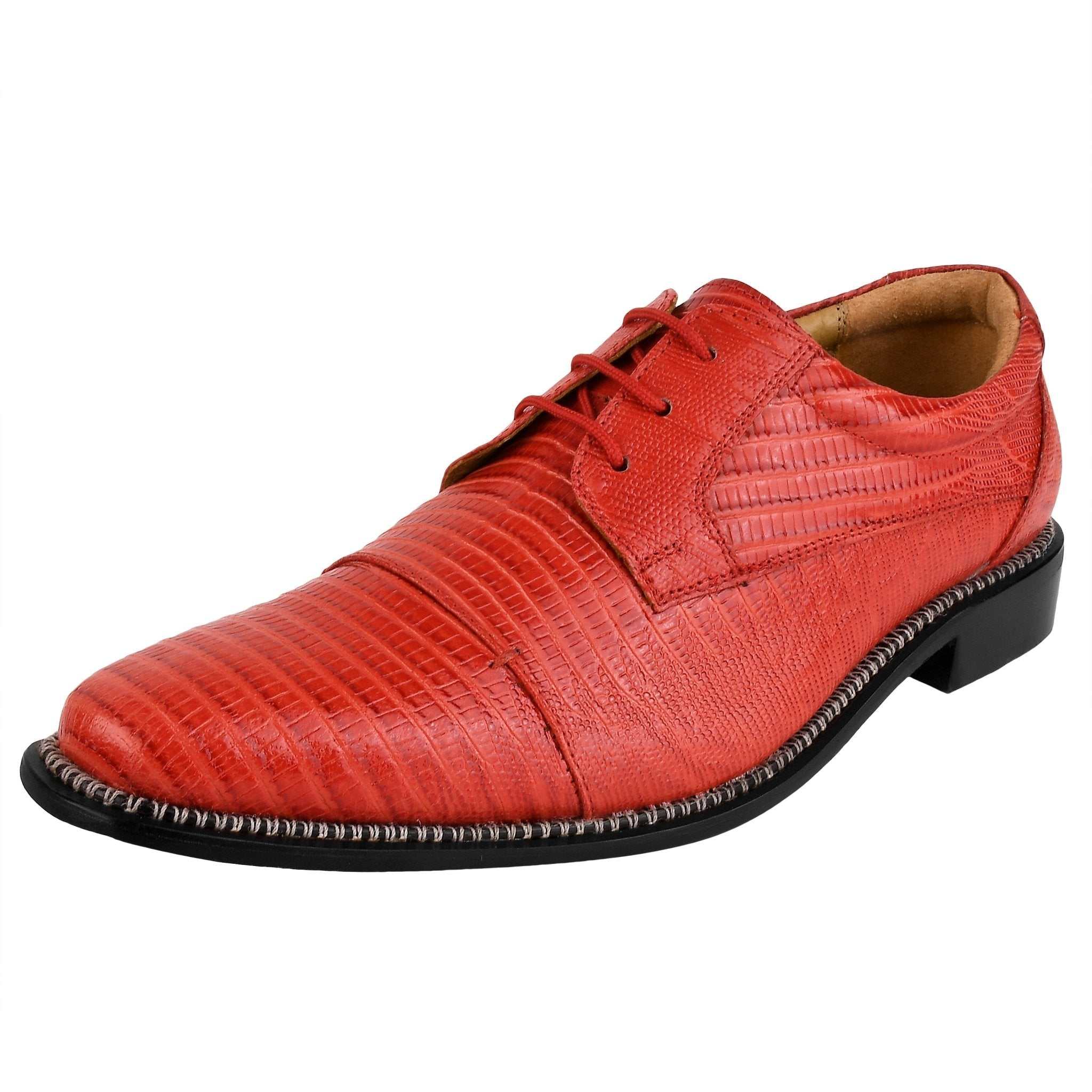 LIBERTYZENO Clothing & Apparel - Jostin Genuine Leather Lizard Print Oxford Style Dress Shoes For Men - Premium Quality - Clothing & Apparel | MENLL